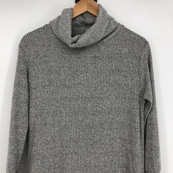 Anistar Grey Ribbed Knit Turtleneck long sleeve Mini Dress XS  NWT - Picture 4 of 14